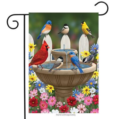 Briarwood Lane Birdbath Gathering Garden Flag