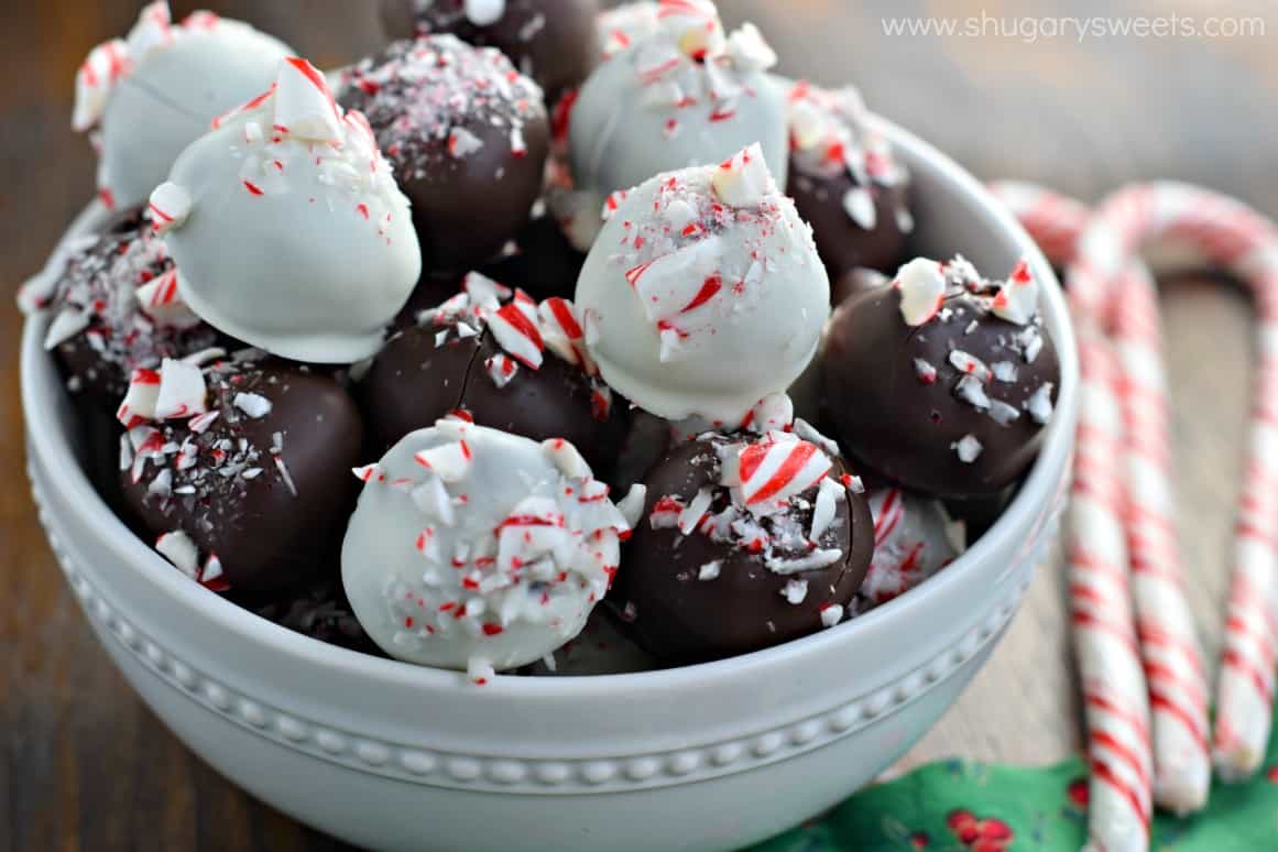 Easy Peppermint Truffles with a rich, decadent chocolate center! The perfect Christmas recipe.