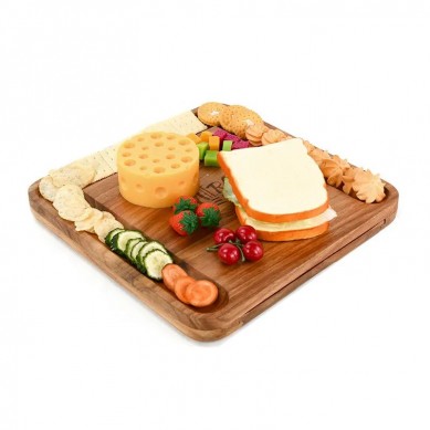 Household Acacia Wood Charcuterie Board Laser Engraved Wooden Cheese Boards and Knife Set for Home Kitchen,Party