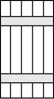 Board and batten shutter with two battens.