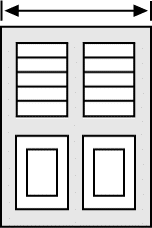 Width of combo double wide exterior vinyl shutter.