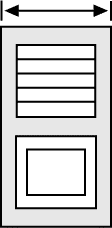 Width of combo exterior shutter.