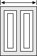 Width of double wide outside raised panel vinyl shutters.