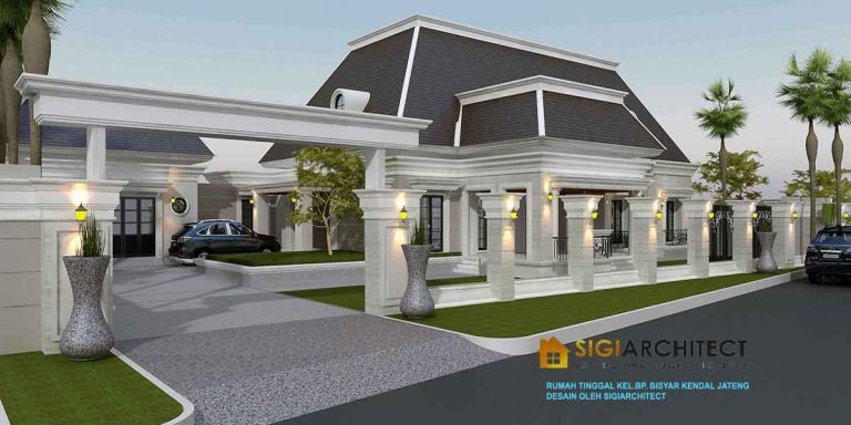 rumah american style 1 lantai desain pagar depan