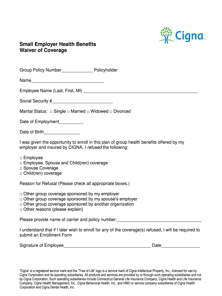 Health Insurance Waiver Form Template