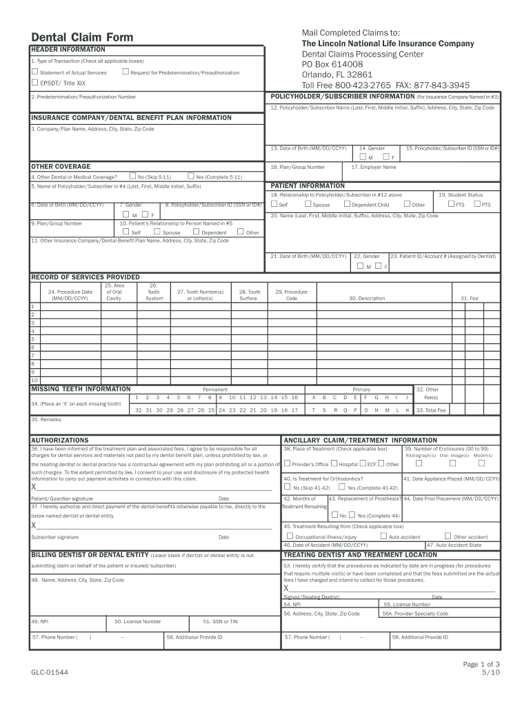 Free Printable Ada Dental Claim Form