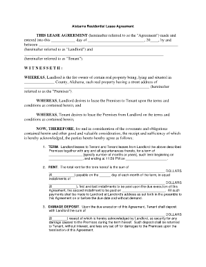 Lease Agreement for House Alabama Form - Fill Out and Sign Printable ...