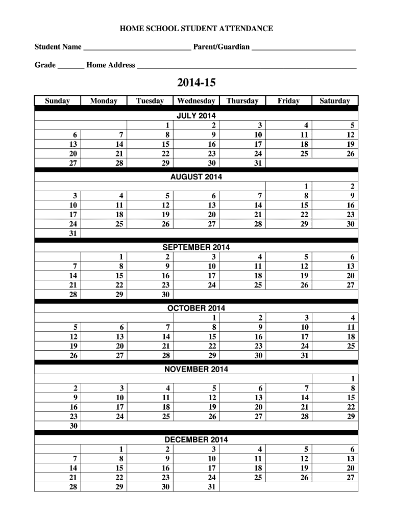 Tennessee Homeschool Attendance 2014-2024 Form - Fill Out and Sign ...