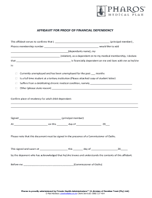 Letter of Dependency  Form