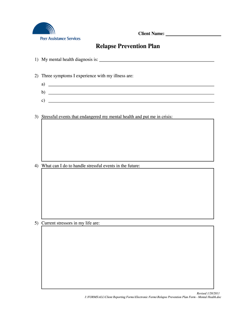 Mental Health Safety Plan Template