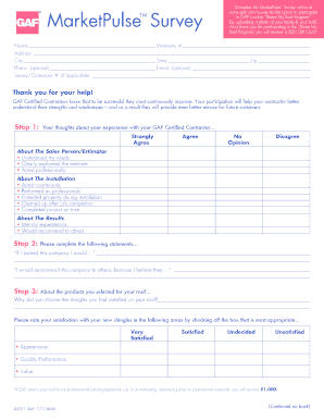 Fillable Online Sample Market Pulse Survey Form - Fill Out and Sign ...