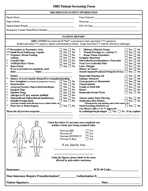 Mri Questionnaire Form - Fill Out and Sign Printable PDF Template | SignNow