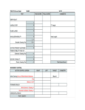 Fms Score Sheet Form - Fill Out and Sign Printable PDF Template | SignNow