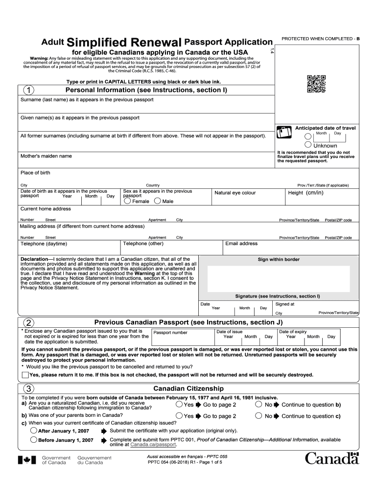 Printable Canadian Passport Renewal Application Form - Printable Forms ...