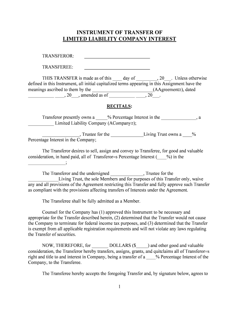 Llc Transfer Ownership  Form