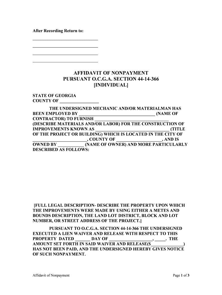 Affidavit Of Rental Agreement