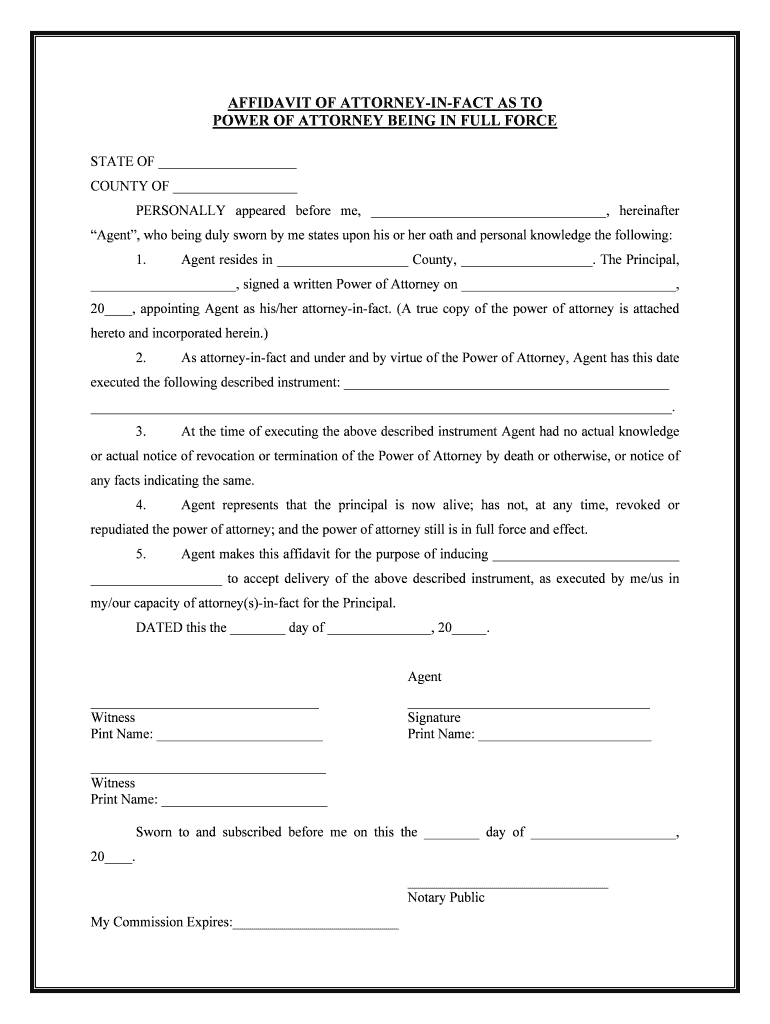 AFFIDAVIT of ATTORNEY in FACT as to Form - Fill Out and Sign Printable ...