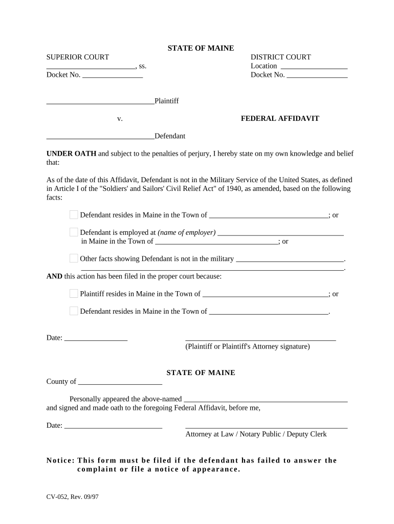 Federal Affidavit Form