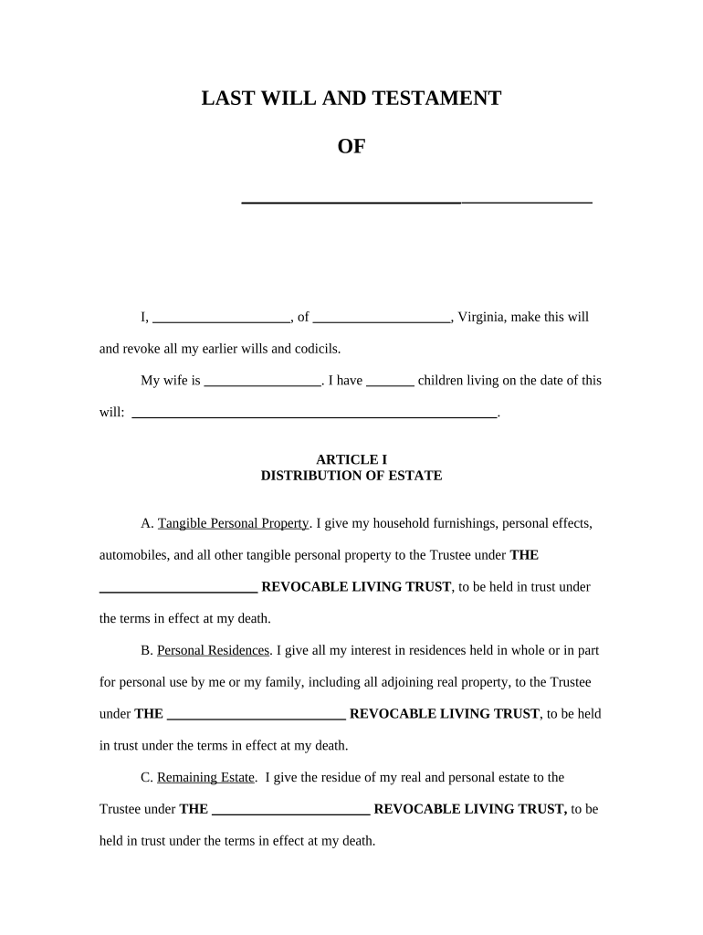 Va Will Form - Fill Out and Sign Printable PDF Template | signNow