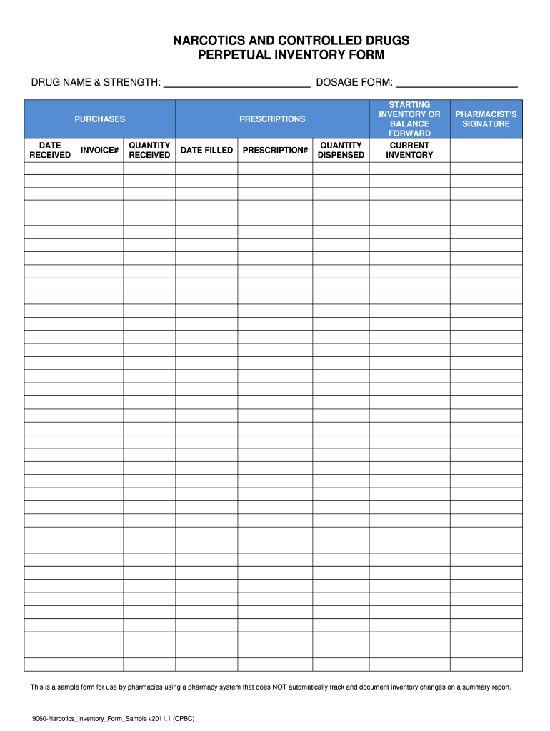 Narcotic Count Sheet Form Fill Out and Sign Printable PDF Template signNow