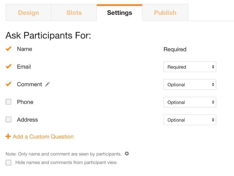 participant settings