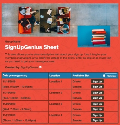 studying meetings college students sign up form