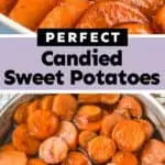 collage of candied sweet potatoes