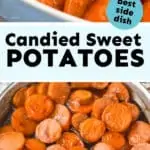 collage of candied sweet potatoes