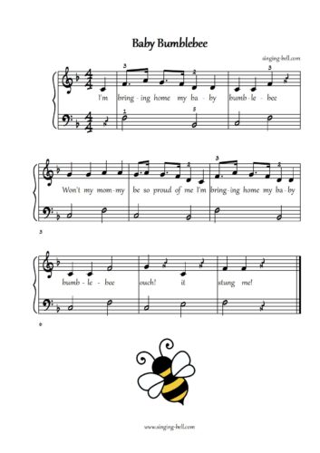 Baby Bumblebee easy piano sheet music notes chords beginners pdf