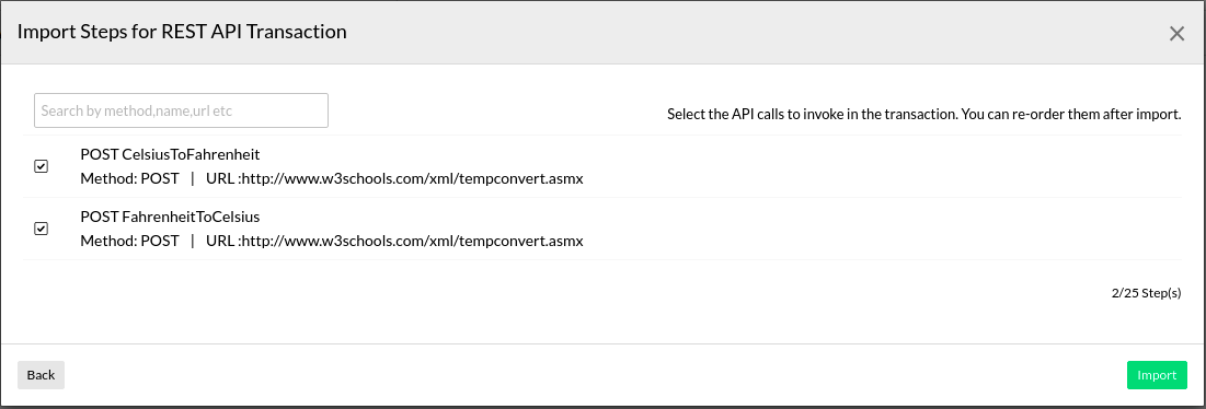 Importing rest api transaction steps using wsdl