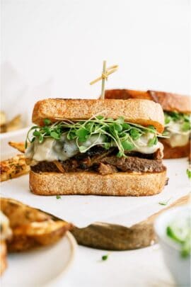 An Instant Pot Pot Roast Sandwich on a plate