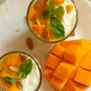 Sugarfree Mango Yogurt Parfait is an easy, Zero Cook Summer Dessert made with mangoes, homemade yogurt, Best served chilled.