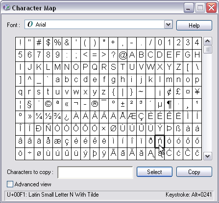 Using Character Map in Windows