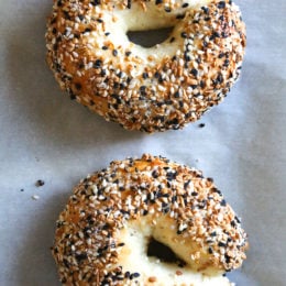 This easy homemade bagel recipe is made from scratch with just five (5) ingredients – flour, Greek yogurt, egg white, baking powder and salt! No yeast, no boiling, no fancy mixer. Bake them in the oven or in the air-fryer!