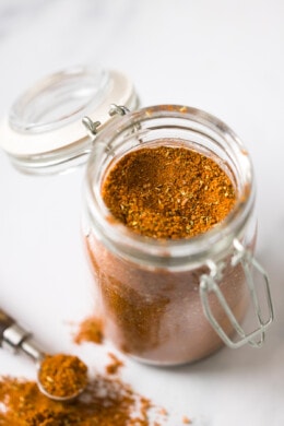 A jar of homemade Taco Seasoning