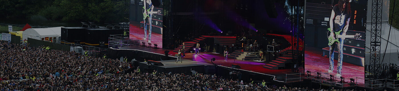 Guns n Roses on stage with a section of the crowd