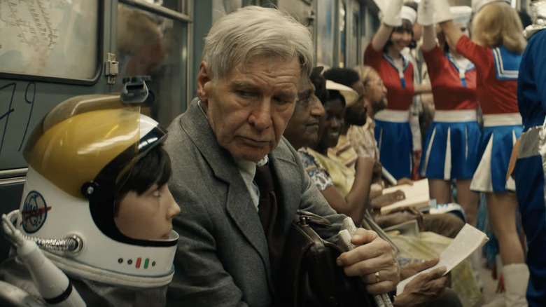 Harrison Ford on the subway in Indiana Jones and the Dial of Destiny