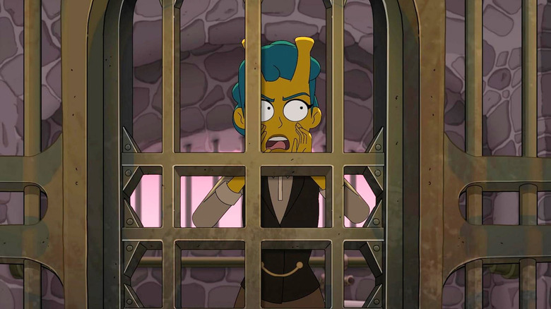 Tawny Newsome as Mariner yelling behind bars in Star Trek: Lower Decks