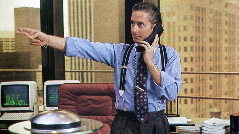 Michael Douglas pointing Wall Street