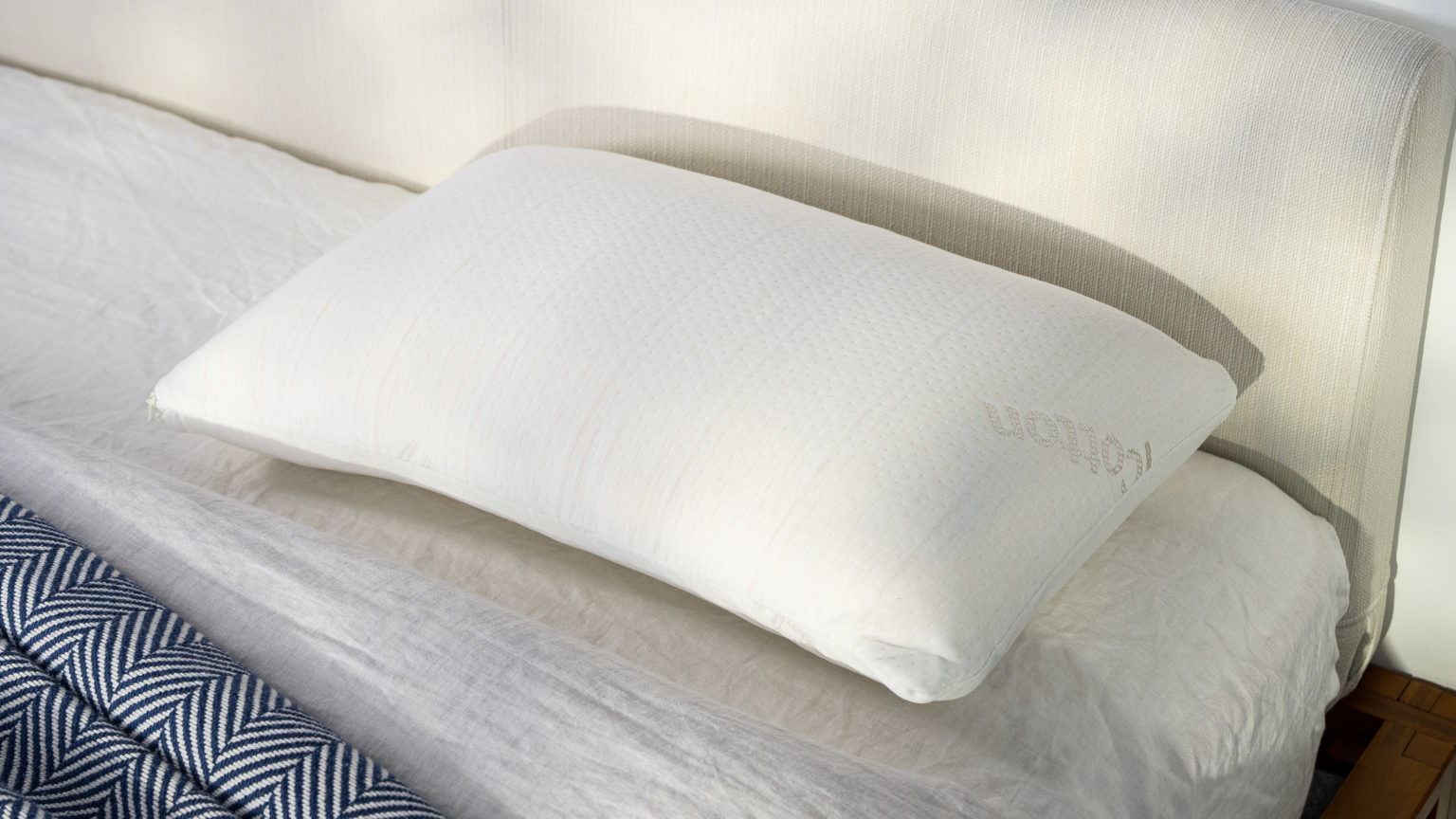 A picture of the Brooklyn Bedding Talalay Latex Pillow in Sleep Foundation's test lab.