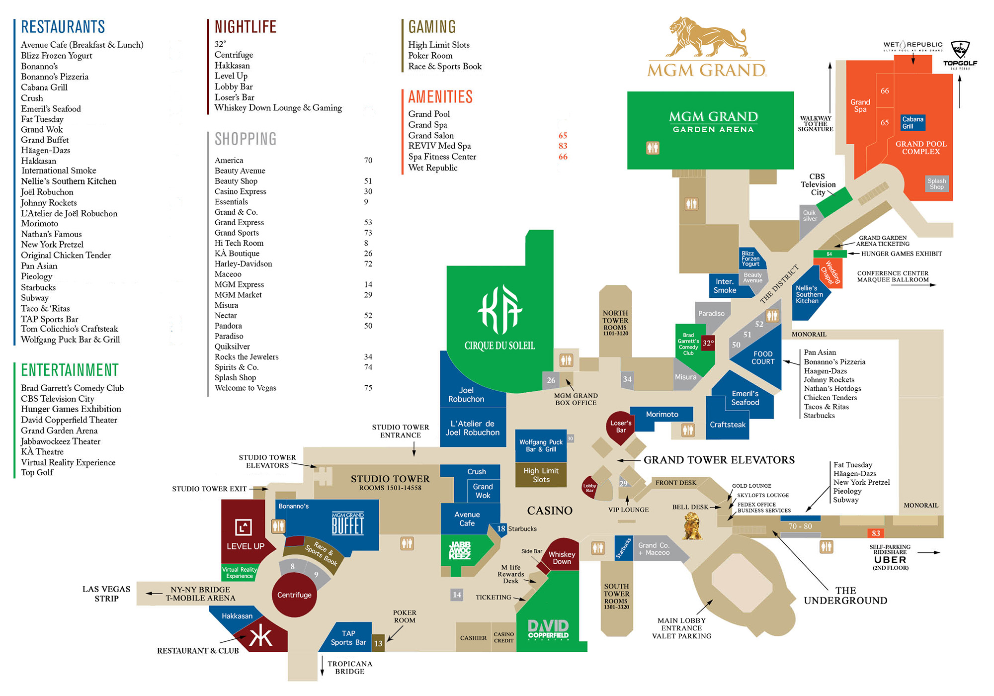 MGM Grand Casino Property Map & Floor Plans - Las Vegas