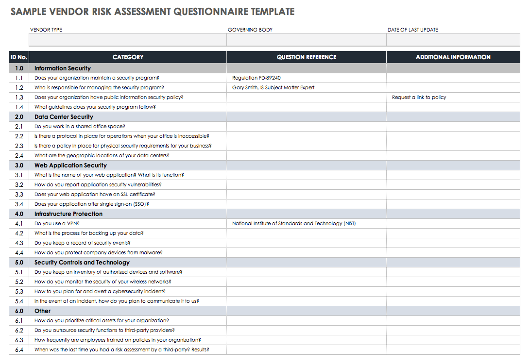 Security Questionnaire Template