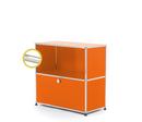 USM Haller E Sideboard M with Compartment Lighting, Pure orange RAL 2004, Cool white