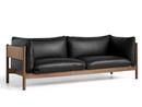 Arbour Sofa, Leder Nevada 0500 - schwarz, Nussbaum geölt und gewachst