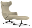 Grand Repos, Sessel Grand Repos & Ottoman, Stoff Dumet beige melange, 41 cm, Basic dark