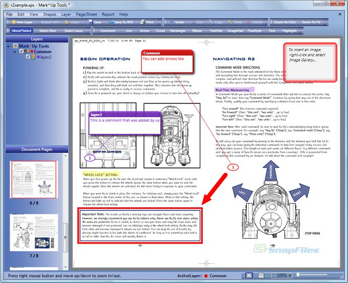 screen capture of MarkUp Tools