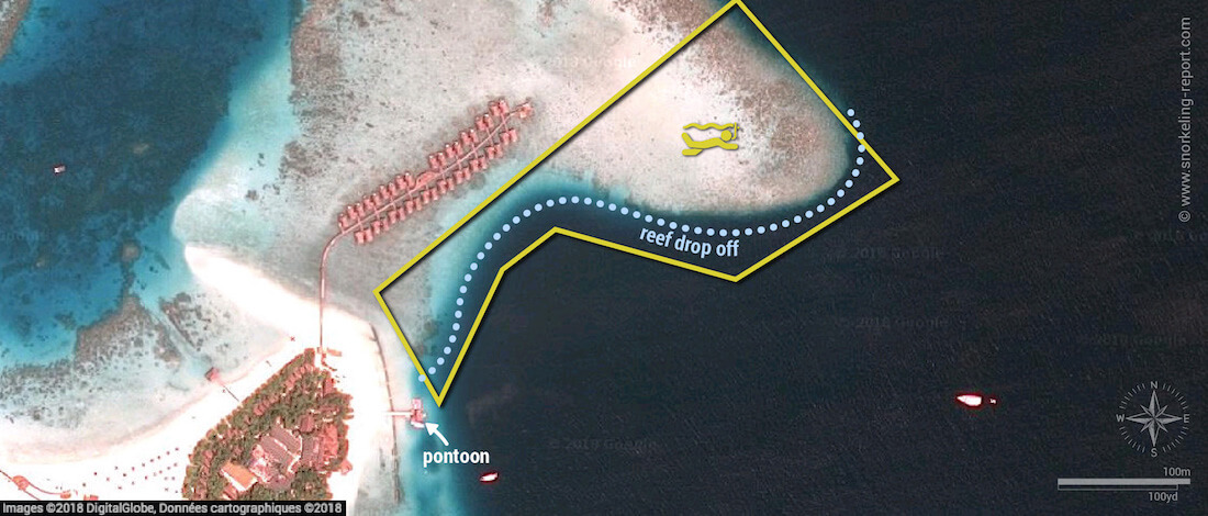 Moofushi Island snorkeling map, Maldives