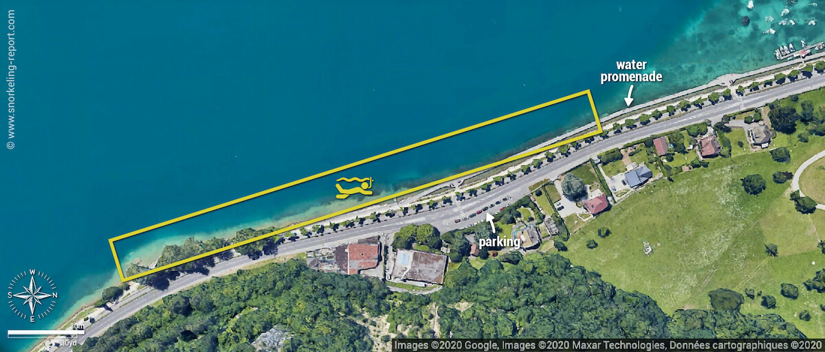 Pontons suspendus snorkeling map, Lake Annecy