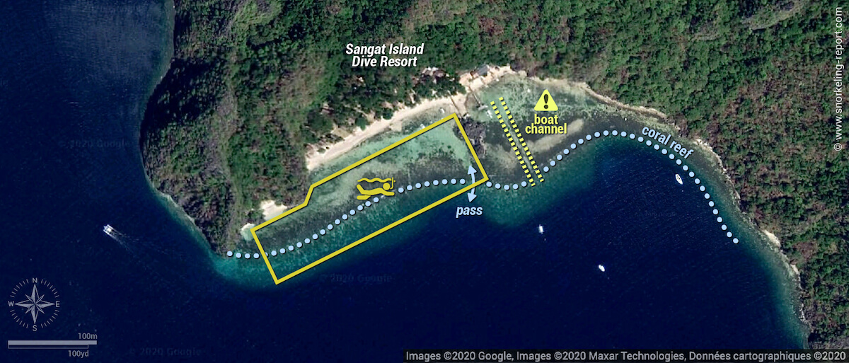 Sangat Island Dive Resort snorkeling map