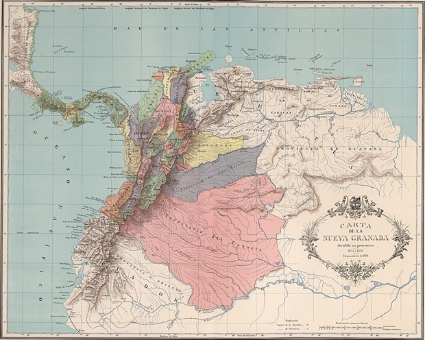 Mapa de la Nueva Granada en 1851